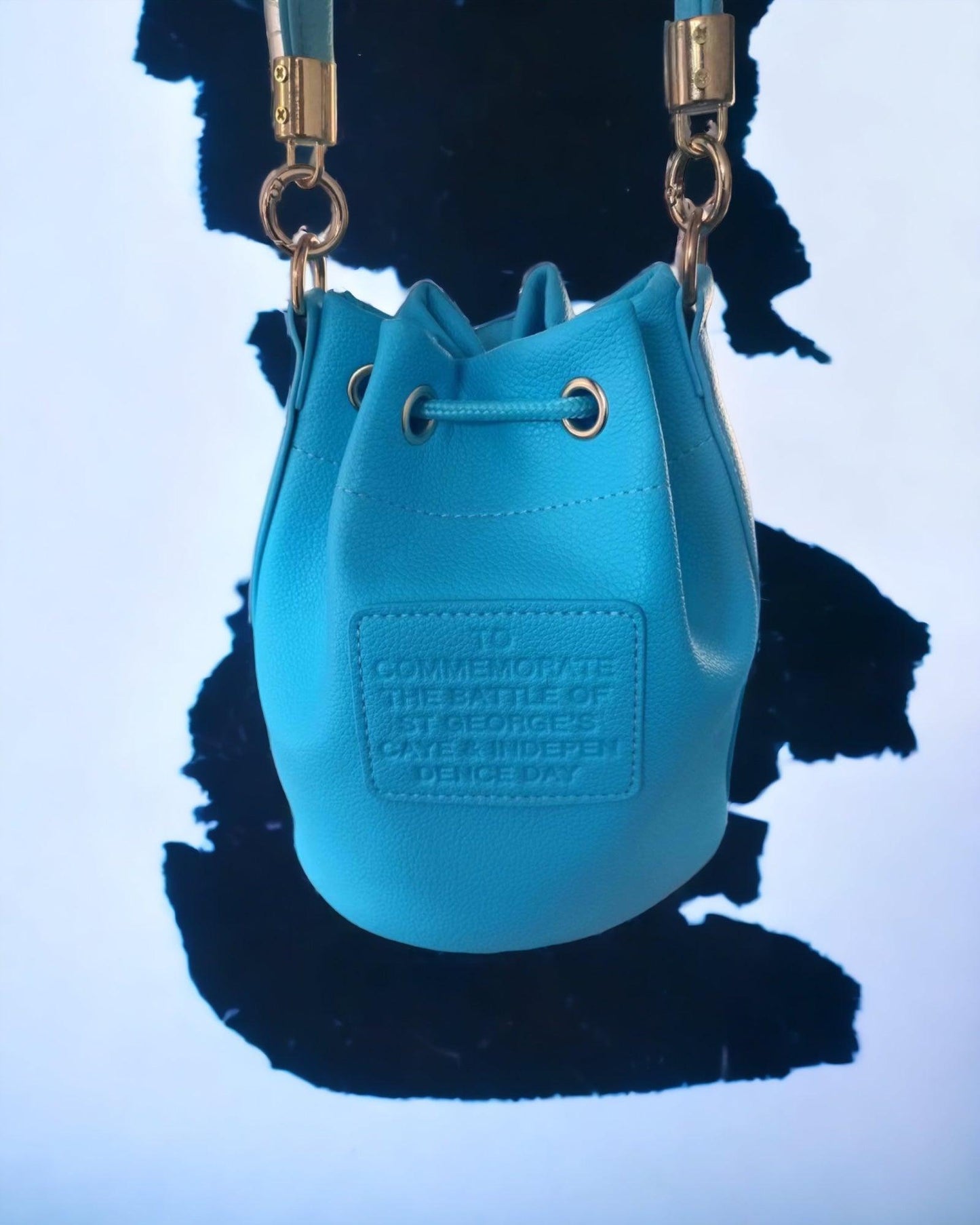 "Love Belize" Blue Hole Blue Top Handle Drawstring Handbag - FIZ&MINGL Boutique