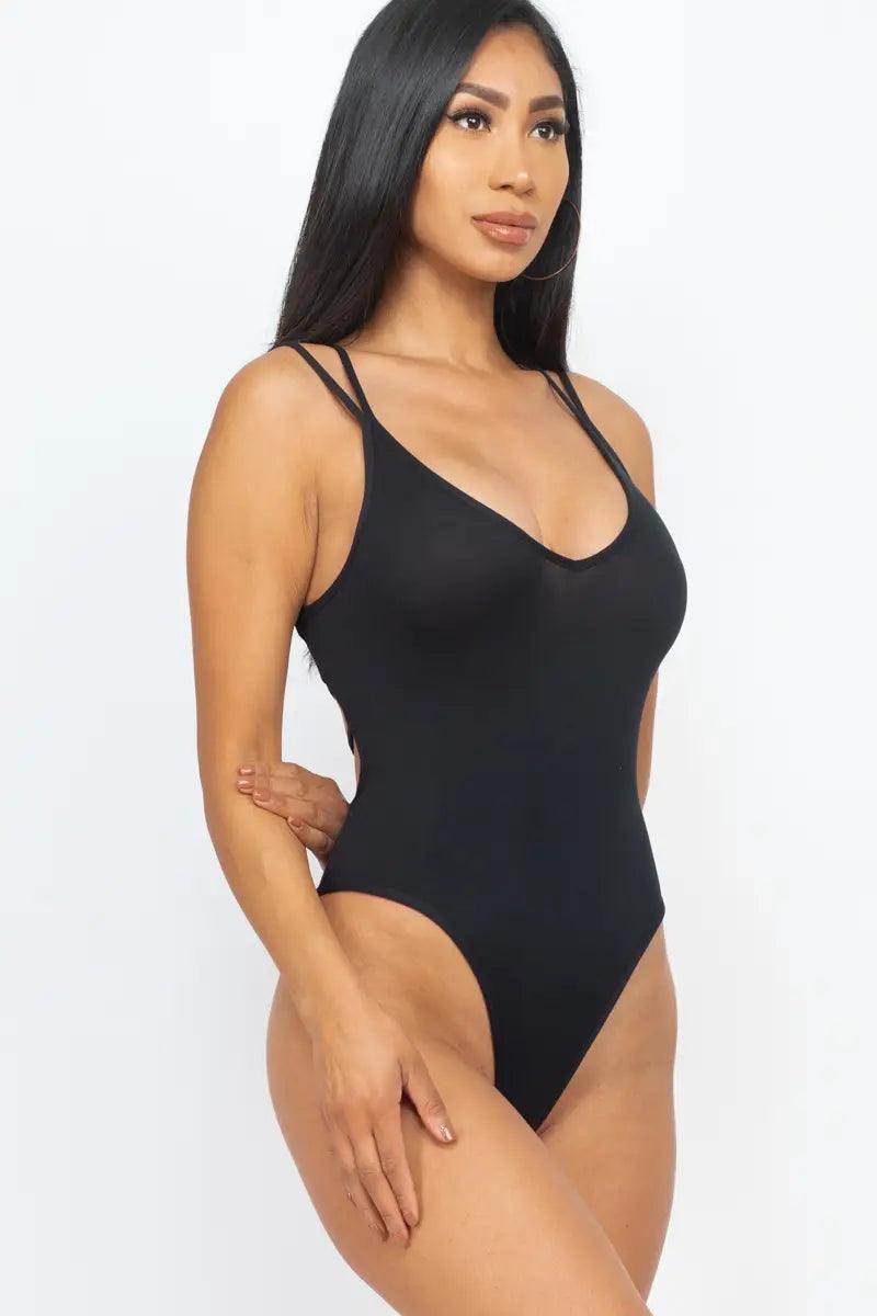 "Natalie" Black Crisscross Bodycon Bodysuit - FIZ&MINGL Boutique