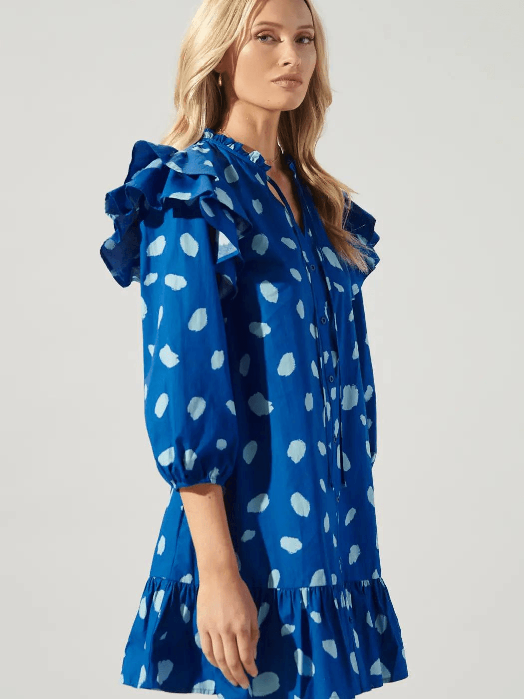 "Carrie" Dots & Ruffle Drop Waist Dress - FIZ&MINGL Boutique