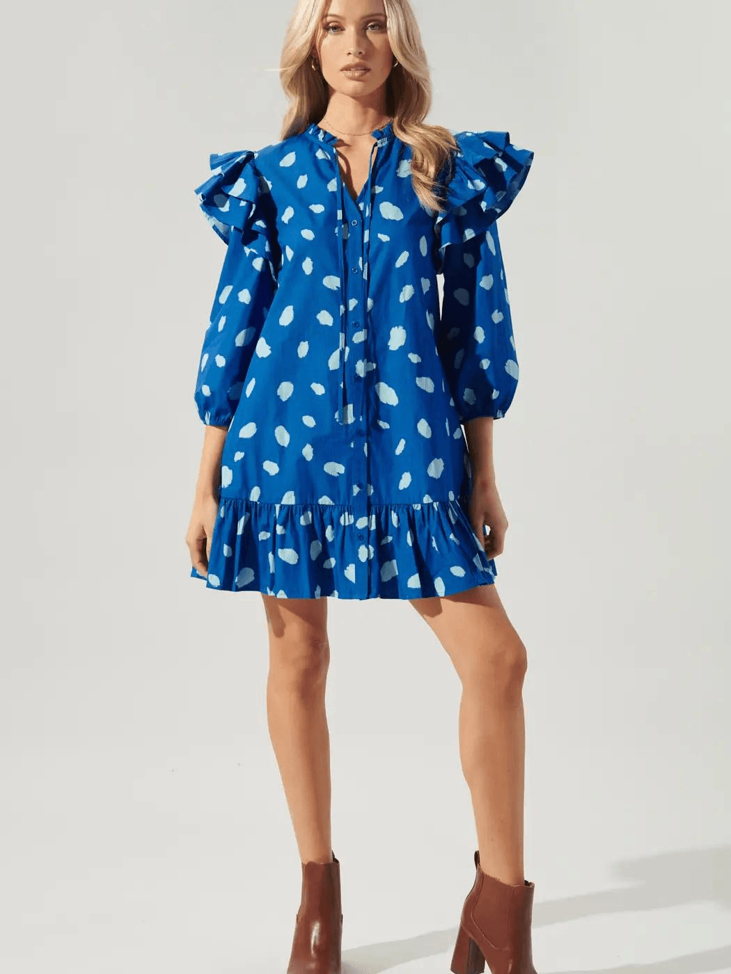 "Carrie" Dots & Ruffle Drop Waist Dress - FIZ&MINGL Boutique