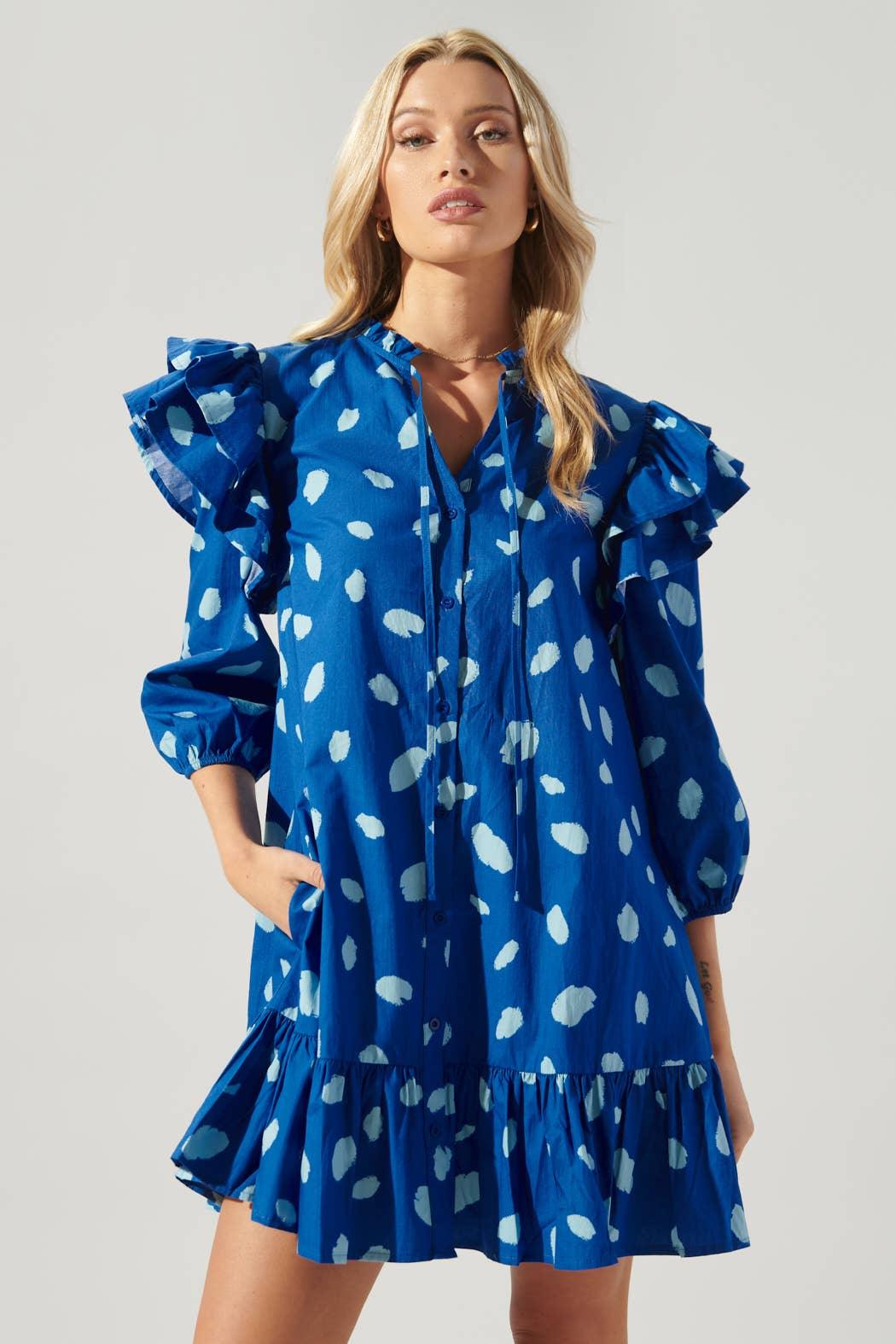 "Carrie" Dots & Ruffle Drop Waist Dress - FIZ&MINGL Boutique