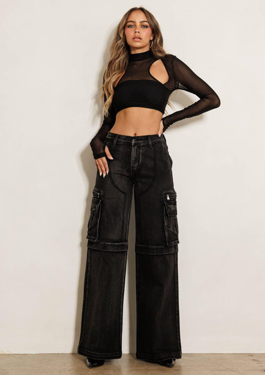 "Diva" Cargo Wide Leg Jeans - FIZ&MINGL Boutique