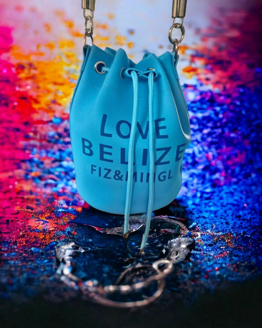 "Love Belize" Blue Hole Blue Top Handle Drawstring Handbag - FIZ&MINGL Boutique